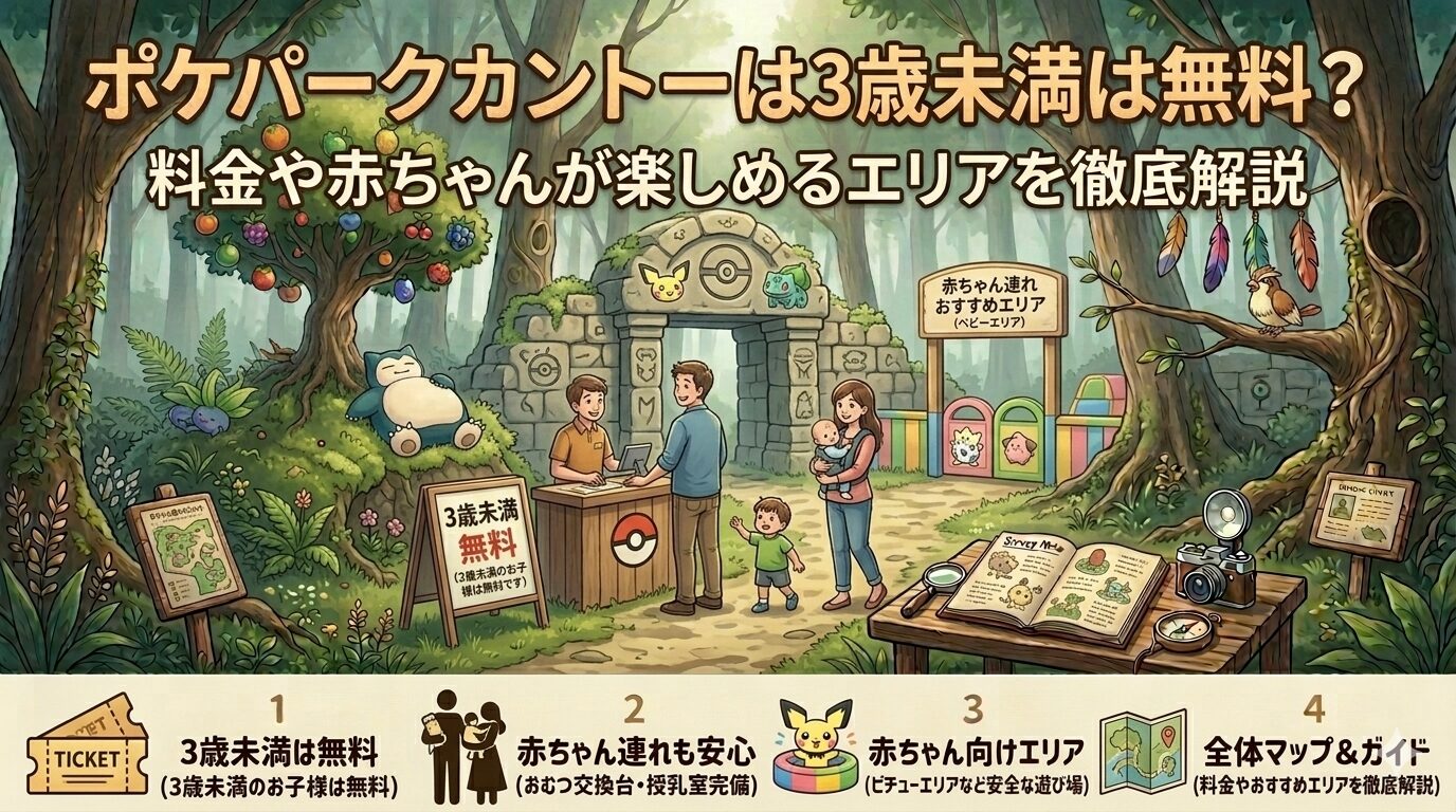 ポケパークカントーは3歳未満は無料?料金や赤ちゃんが楽しめるエリアを徹底解説